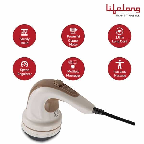 Lifelong Llm27 Electric Handheld Full Body Massager (Brown)