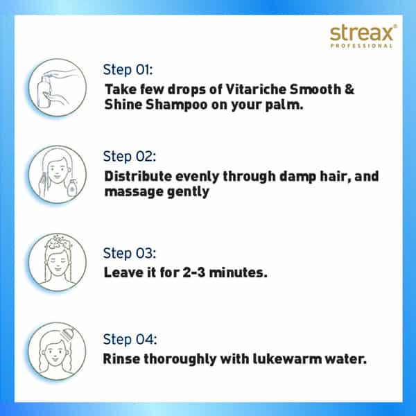 Streax Professional Vitariche Care Smooth & Shine Shampoo 300Ml