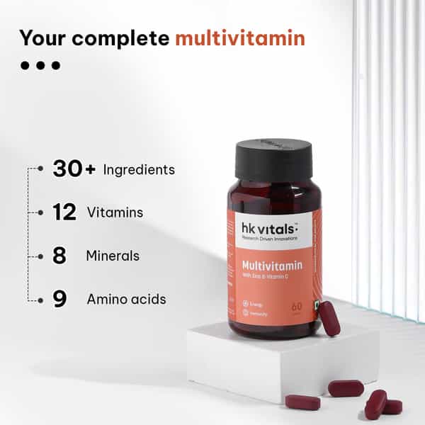 Hk Vitals Multivitamin (60 Tabs) | With Zinc | Vit C | D3 | Minerals & Ginseng | Men & Women