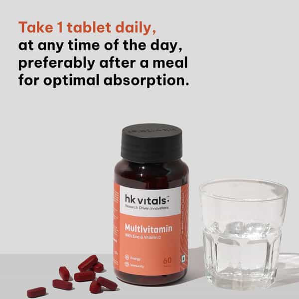 Hk Vitals Multivitamin (60 Tabs) | With Zinc | Vit C | D3 | Minerals & Ginseng | Men & Women