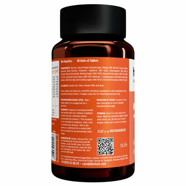 Hk Vitals Multivitamin (60 Tabs) | With Zinc | Vit C | D3 | Minerals & Ginseng | Men & Women