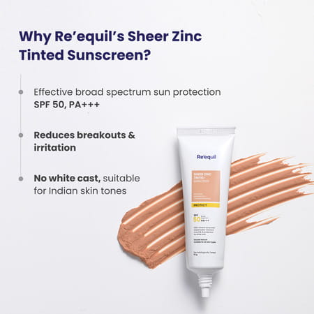 Re'Equil Sheer Zinc Tinted Mineral Sunscreen Spf 50 Pa+++ 50gm