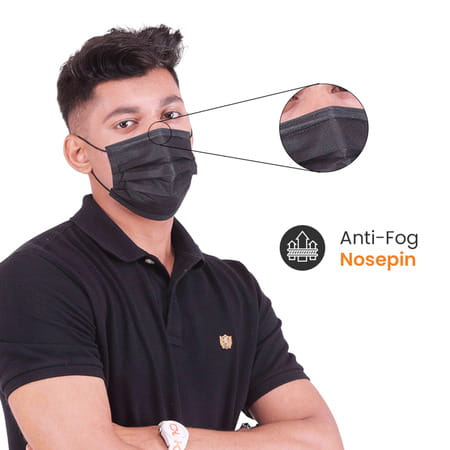 Arcatron Mobility 3ply Disposable Surgical Super Breathable Facemask, Nose Clip|200pcs, Carbon Black
