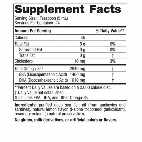 Nordic Naturals Ultimate Omega 3 Fatty Acids Liquid Fish Oil For Men & Women 2840 Mg Epa & Dha 4 Oz