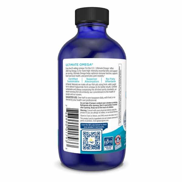 Nordic Naturals Ultimate Omega 3 Fatty Acids Liquid Fish Oil For Men & Women 2840 Mg Epa & Dha 4 Oz