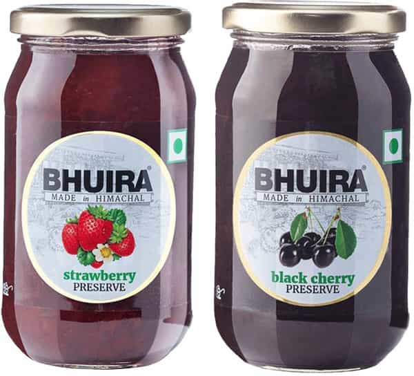 Bhuira All Natural Strawberry & Rosemary Preserve And Black Cherry Preserve |- 240 Gm |Pack Of 2