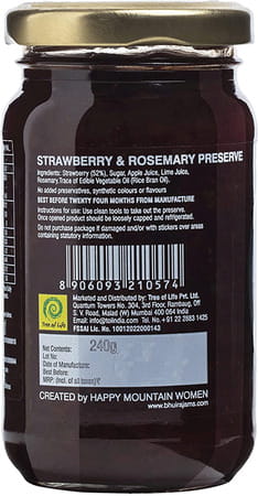 Bhuira All Natural Strawberry & Rosemary Preserve And Black Cherry Preserve |- 240 Gm |Pack Of 2