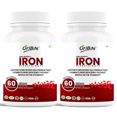Oribite Iron Bisglycinate 180Mg Capsules For Iron Deficiency 60 Capsules