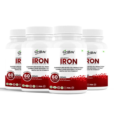 Oribite Iron Bisglycinate 180Mg Capsules For Iron Deficiency 60 Capsules