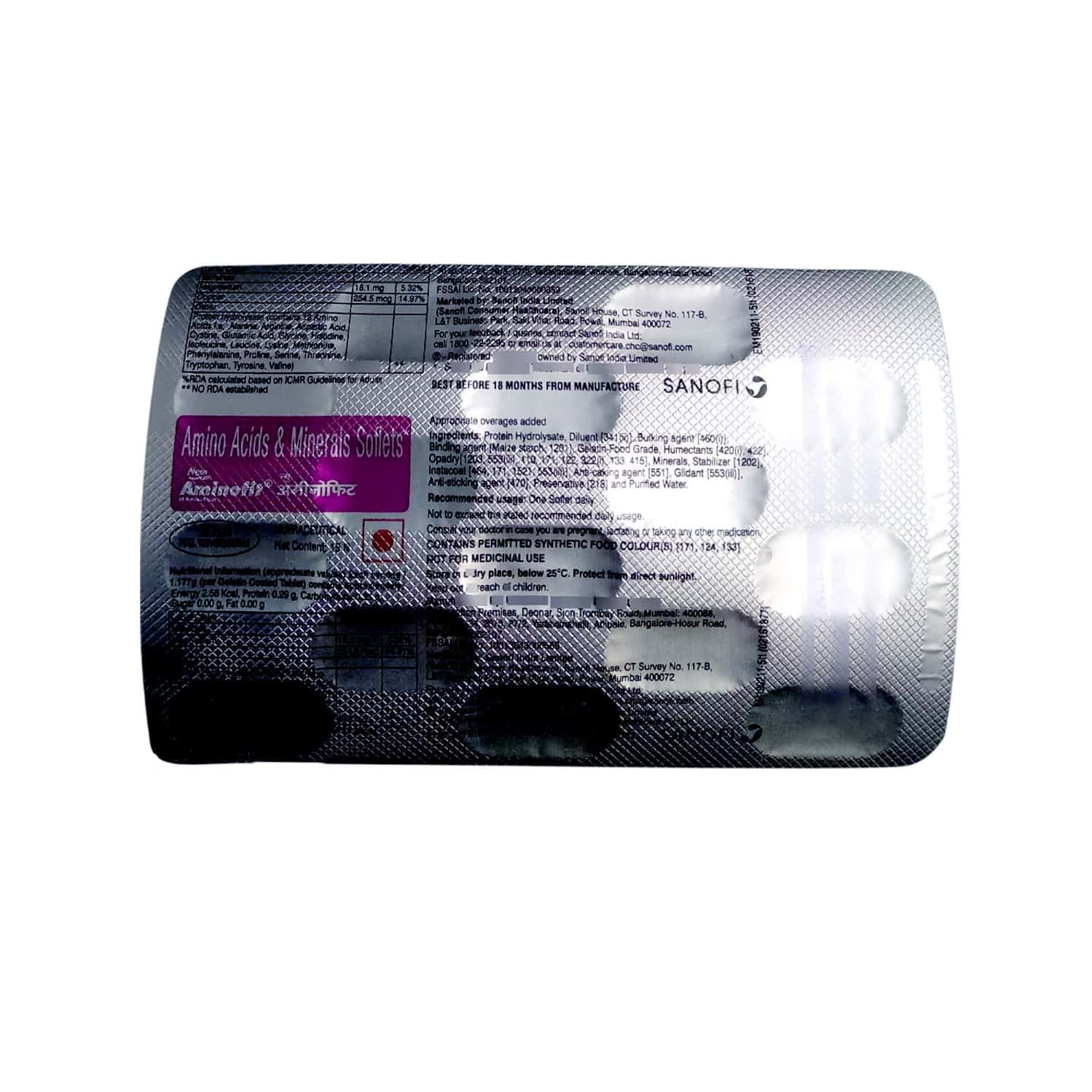 New Aminofit Strip Of 15 Soflets