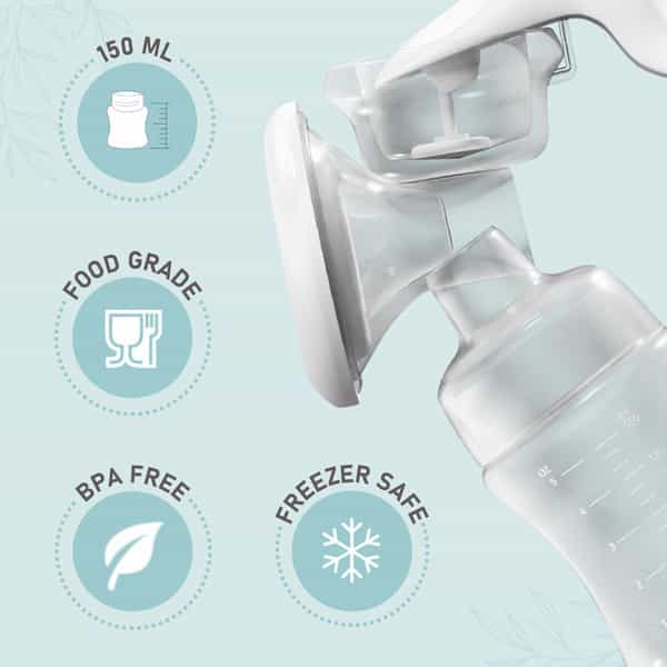 Pee Safe Manual Breast Pump For Nursing Mothers | With 150Ml Container