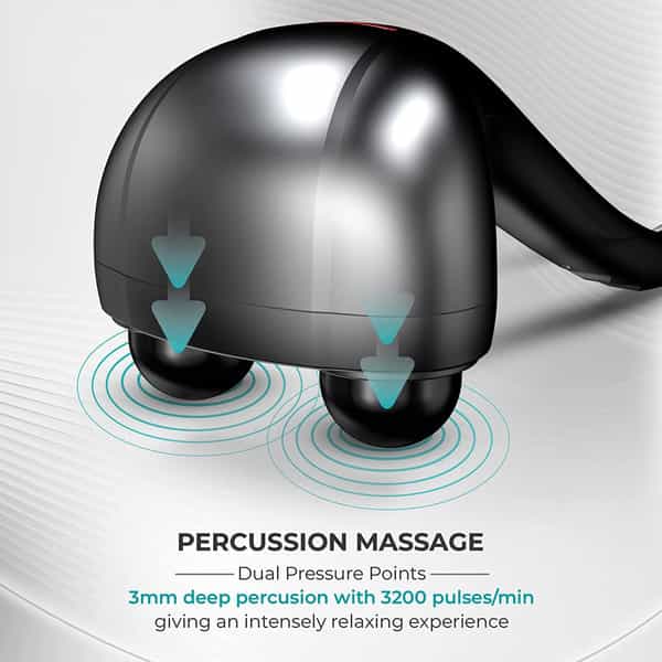 Beatxp Thunder Double Headed Hammer Body Massager Machine With 3 Attachment Pairs (Lava Grey)