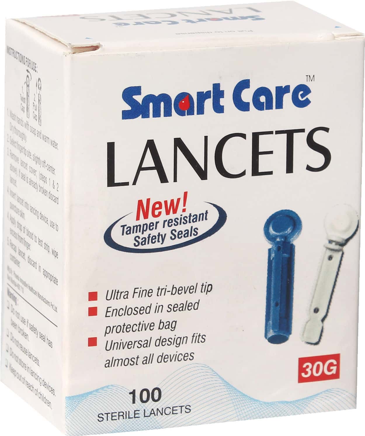 Buy SMART CARE FLAT LANCET NEEDLE 100 PIECES (WHITE) Online & Get