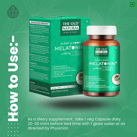 The Old Natural Melatonin Sleeping Pills For Sleep Melatonin 5mg With Tagara 125mg (60 Veg Tablets)