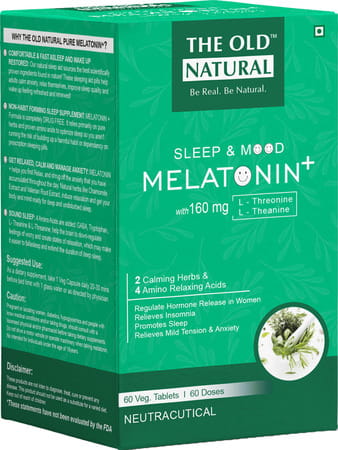The Old Natural Melatonin Sleeping Pills For Sleep Melatonin 5mg With Tagara 125mg (60 Veg Tablets)