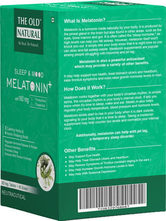 The Old Natural Melatonin Sleeping Pills For Sleep Melatonin 5mg With Tagara 125mg (60 Veg Tablets)