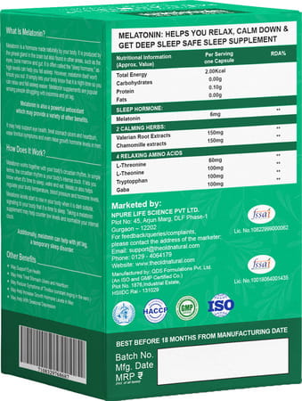 The Old Natural Melatonin Sleeping Pills For Sleep Melatonin 5mg With Tagara 125mg (60 Veg Tablets)