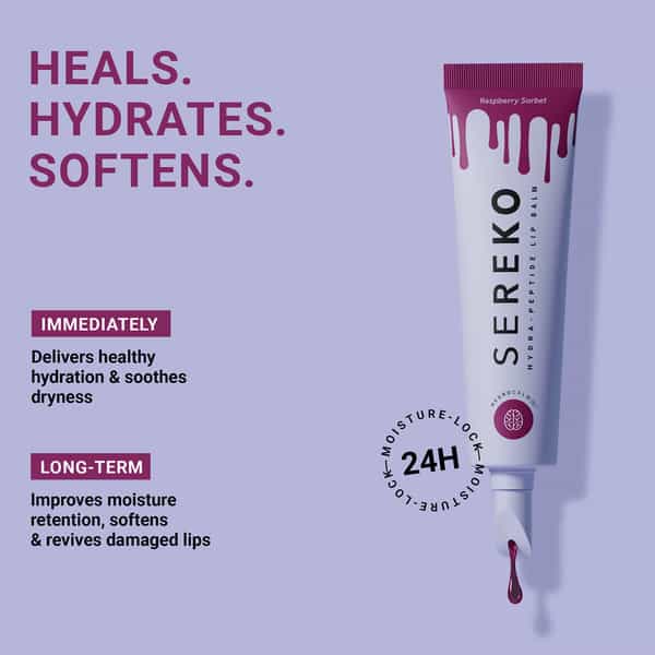 Sereko Hydra Peptide Clear Lip Balm Raspberry Sorbet Dry Lips Flaky Lips Chapped & Rough Lips 8G