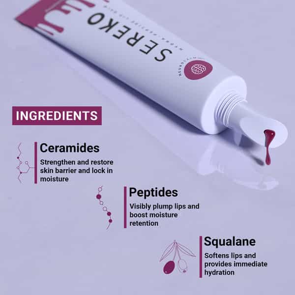 Sereko Hydra Peptide Clear Lip Balm Raspberry Sorbet Dry Lips Flaky Lips Chapped & Rough Lips 8G