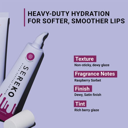 Sereko Hydra Peptide Clear Lip Balm Raspberry Sorbet Dry Lips Flaky Lips Chapped & Rough Lips 8g
