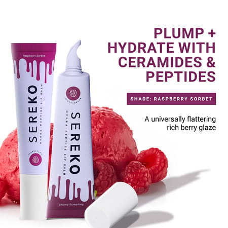 Sereko Hydra Peptide Clear Lip Balm Raspberry Sorbet Dry Lips Flaky Lips Chapped & Rough Lips 8g
