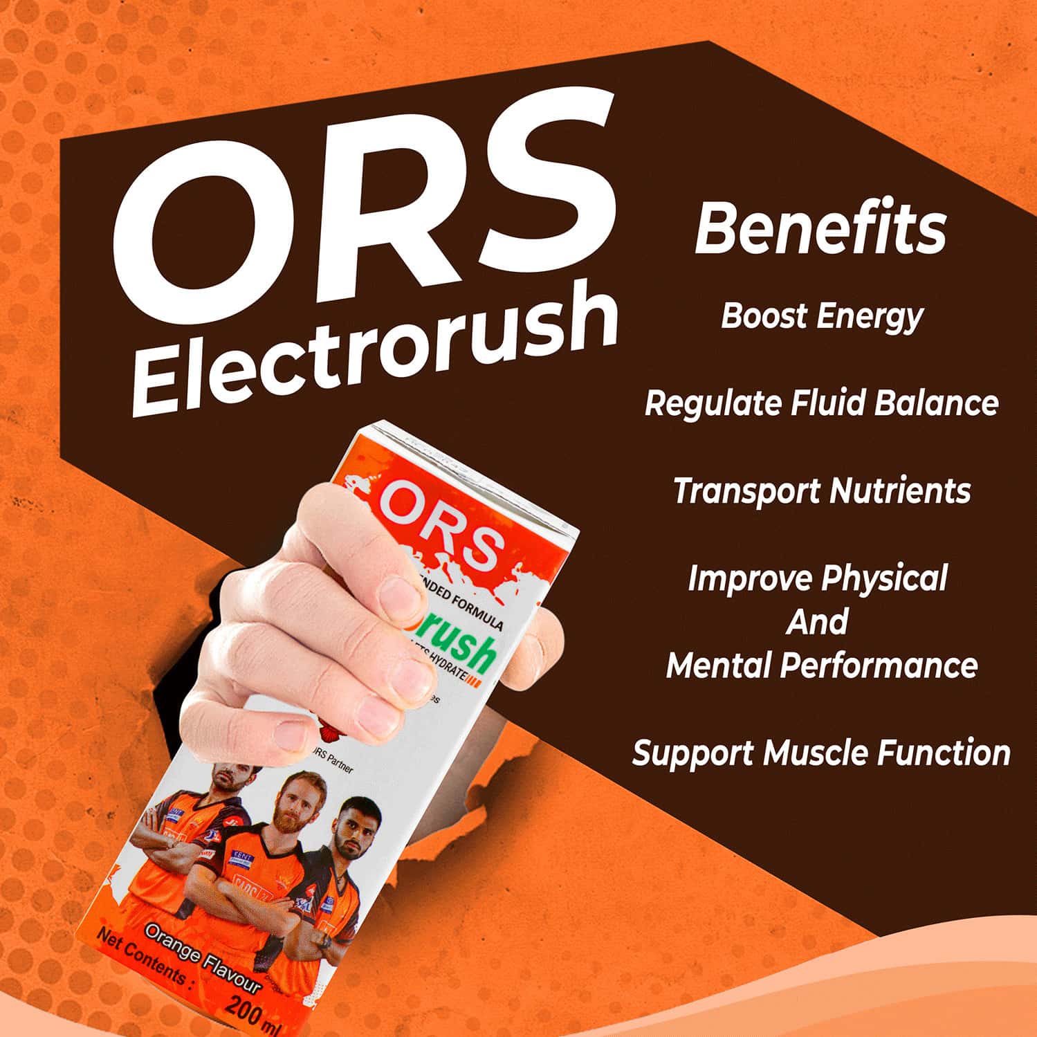 Buy ELECTRORUSH ORS ORANGE DRINK PACK OF 8 (200ML) Online & Get Upto 60 ...