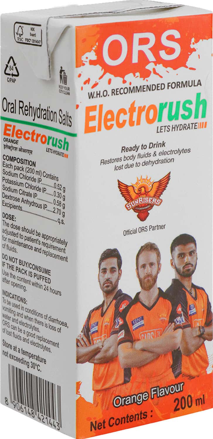 Buy ELECTRORUSH ORS ORANGE DRINK PACK OF 8 (200ML) Online & Get Upto 60 ...