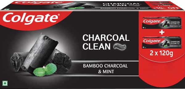 Colgate Charcoal Clean Toothpaste Bamboo Charcoal And Mint (Black Gel) 240G Saver Pack