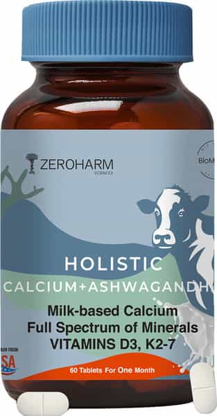 Zeroharm Holistic Calcium & Aswagandha-Stress Relief Joint Bone Strength -60Tab