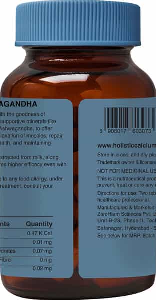 Zeroharm Holistic Calcium & Aswagandha-Stress Relief Joint Bone Strength -60Tab