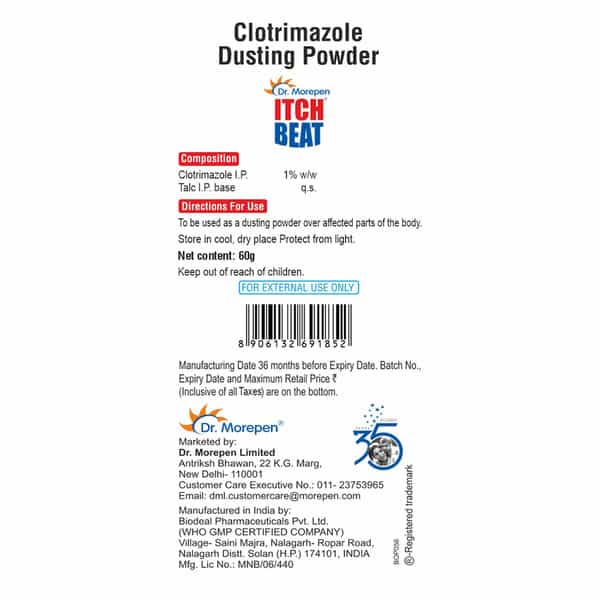 Dr. Morepen Itch Beat Antifungal | Dusting Powder | 60 Gm | Pack Of 4