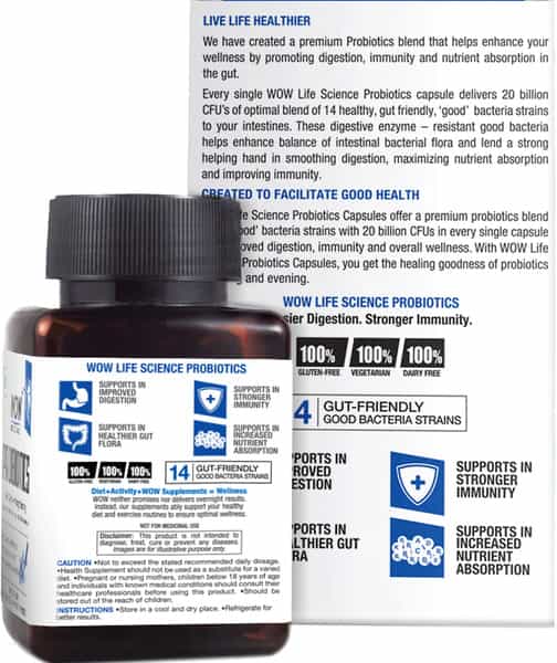 Wow Life Science Probiotics Capsules 60 Capsules