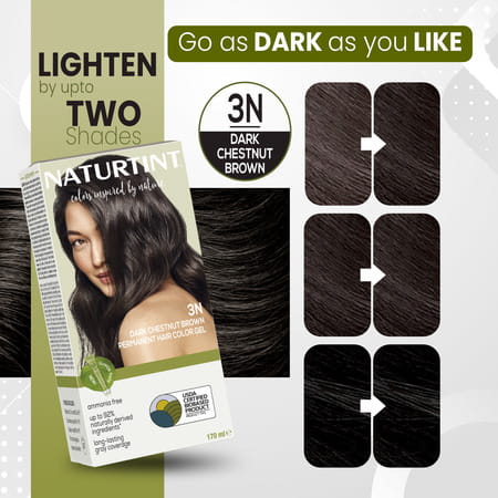 Naturtint Permanent Hair Colour 3n Dark Chestnut Brown 170ml Ammonia Free 92% Natural Ingredients
