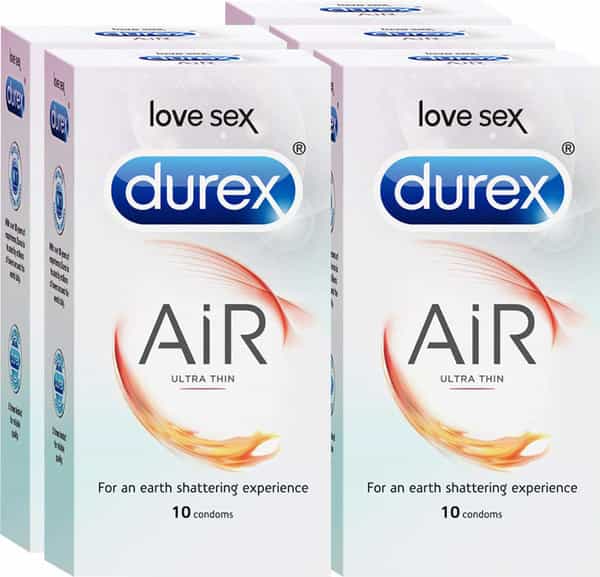 Durex Air Condoms For Men - 10 Count (Pack Of 5) |Suitable For Use With Lubes & Toys