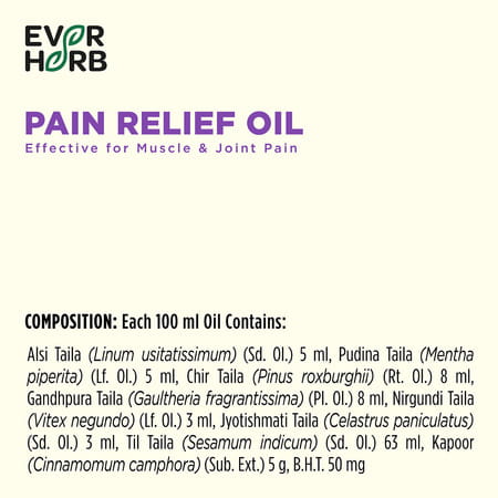 Everherb (By Pharmeasy) Pain Relief Oil - Blend Of 8 Powerful Herbal Ingredients - 100 Ml
