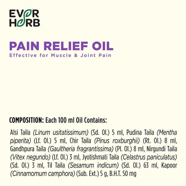 Everherb | Pain Relief Oil | Blend Of 8 Powerful Herbal Ingredients | Bottle 100 Ml (By Pharmeasy)