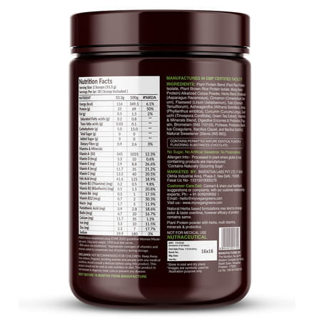Vegan Greens Clean Women Plant Protein With Ayurvedic Herbs Vitamins Mineral- 1kg, Chocolate Delight