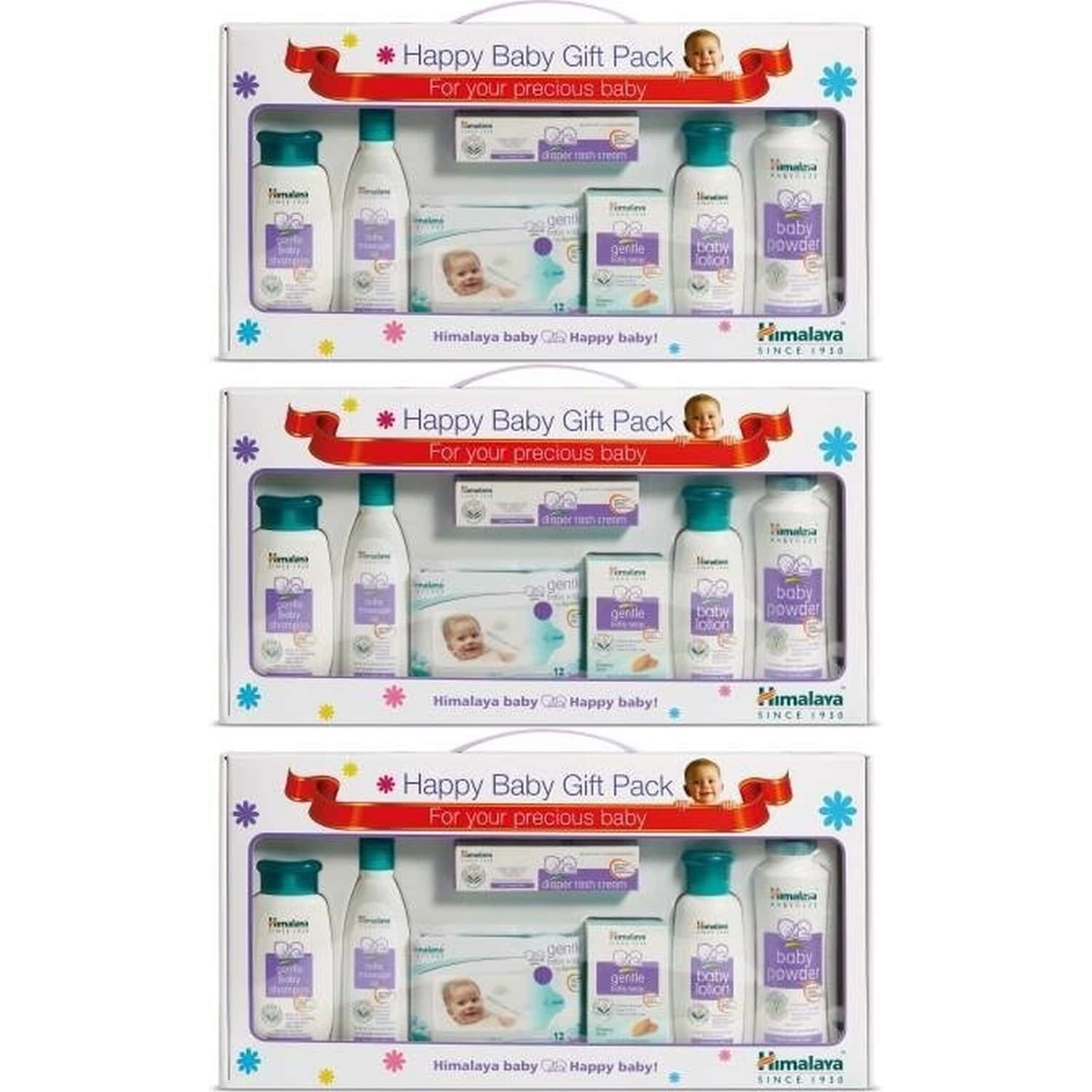 Himalaya Happy Baby Gift Pack ( 7 In 1) (Blue) X Pack 3 (Blue)