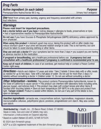 Azo Urinary Pain Relief Tablets Adults Maximum Strength 24 Tablets