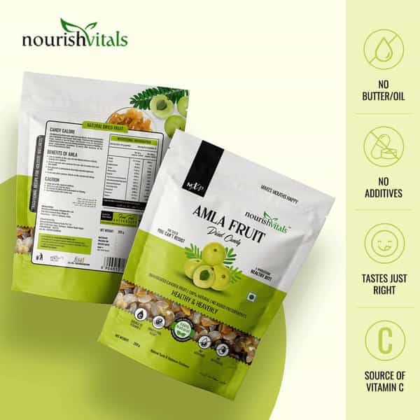 Nourishvitals Amla Fruit Dried Candy 200G X Pack Of 2 - 100% Natural Traditional Recipe