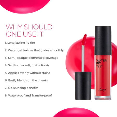 The Face Shop Water Fit Lip Tint - Waterproof & Long Lasting Lip & Cheek Tint | Pink Mate - 5g