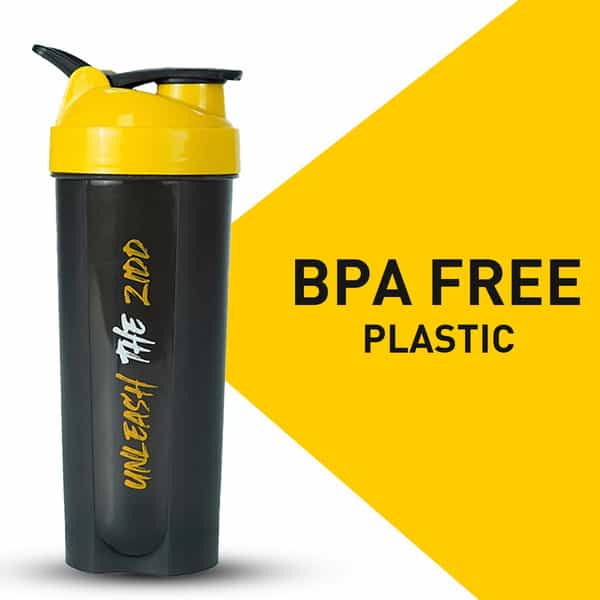 Muscleblaze Shaker (Unleash The Zidd) | 100% Leakproof | Yellow And Black | 650 Ml