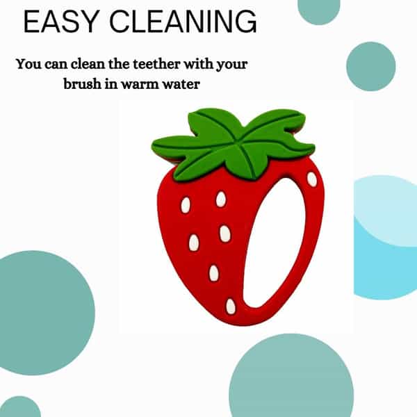 Chevalier Soft Silicone Rubber Baby Teether | Soothes Sore Gums Chew Infant Toy | Strawberry
