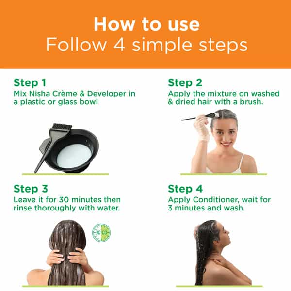 Nisha Creme Hair Color 7.3 Honey Blonde (60Gm+90Ml+18Ml) Permanent Hair Colour With Henna Extract