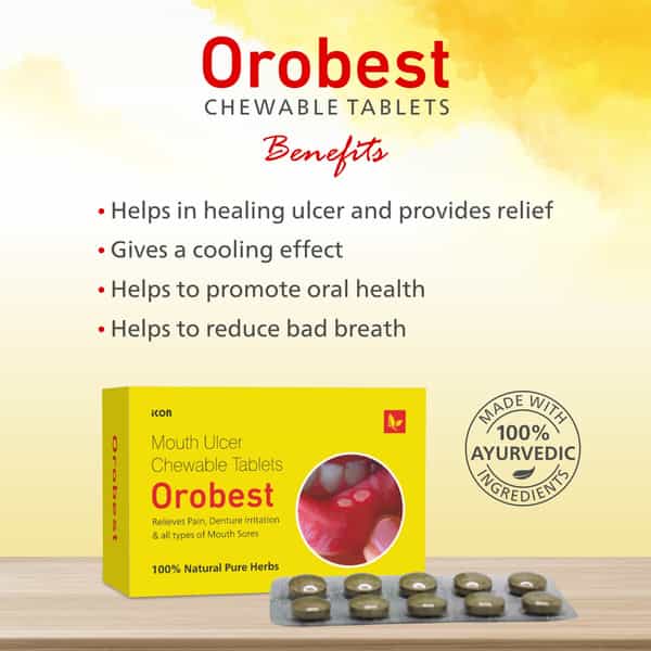 Orobest Chewable Tablets (1 X 10 Blister | Reduces Mouth Ulcers | Pack Of 5