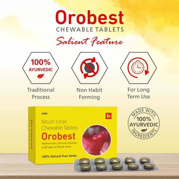 Orobest Chewable Tablets (1 X 10 Blister | Reduces Mouth Ulcers | Pack Of 5