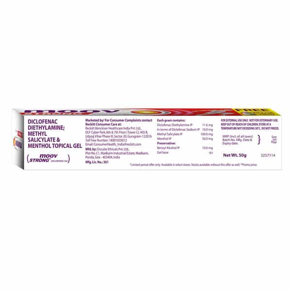 Moov Strong Instant Pain Relief Gel - 50G (+ Dettol Liquid Free)|Use For Sports & Fitness Injuries