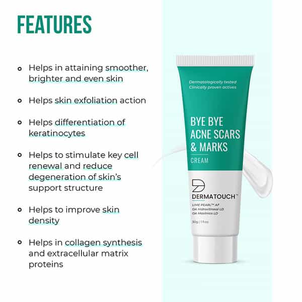 Dermatouch Bye Bye Acne Scars & Marks Cream || Acne Scars Corrector || Gives Even Skin Tone - 30G