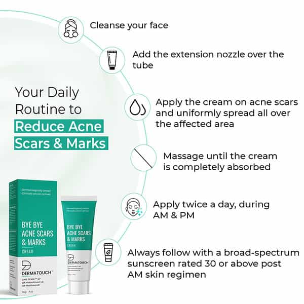 Dermatouch Bye Bye Acne Scars & Marks Cream || Acne Scars Corrector || Gives Even Skin Tone - 30G