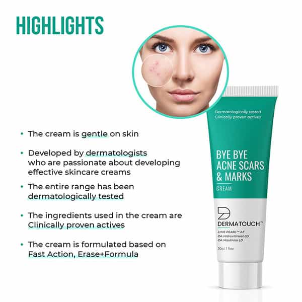Dermatouch Bye Bye Acne Scars & Marks Cream || Acne Scars Corrector || Gives Even Skin Tone - 30G